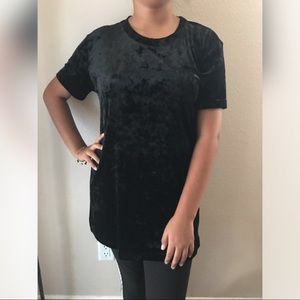 Black Crushed Velvet Shirt Dress